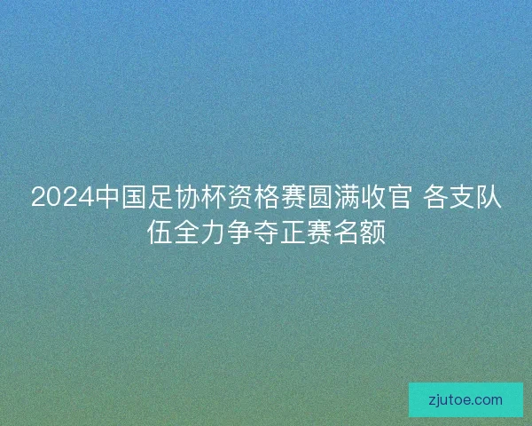 2024中国足协杯资格赛圆满收官 各支队伍全力争夺正赛名额